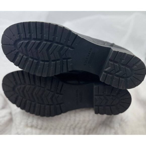 Cole Haan Camea Leather Combat Boots Black Side Zipper & Lace-Up Size 9B - Picture 10 of 15